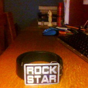 Designer, belt buckle, black and silver